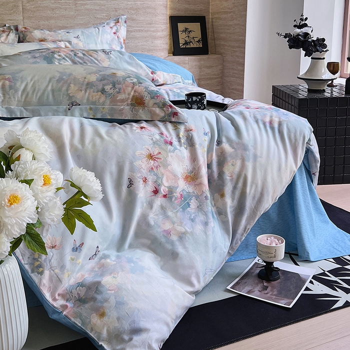 91家纺网 家纺一手货源 找家纺 金鑫汇家纺 2026新款13070全棉单品套件系列-套件：四件套 雾里寻花