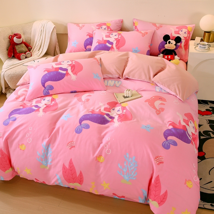 91家纺网 家纺一手货源 找家纺 金鑫汇家纺 2026新款13070全棉单品套件系列-套件：四件套 小美人鱼