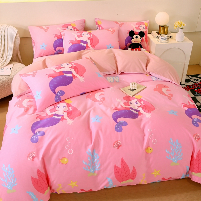 91家纺网 家纺一手货源 找家纺 金鑫汇家纺 2026新款13070全棉单品套件系列-套件：四件套 小美人鱼