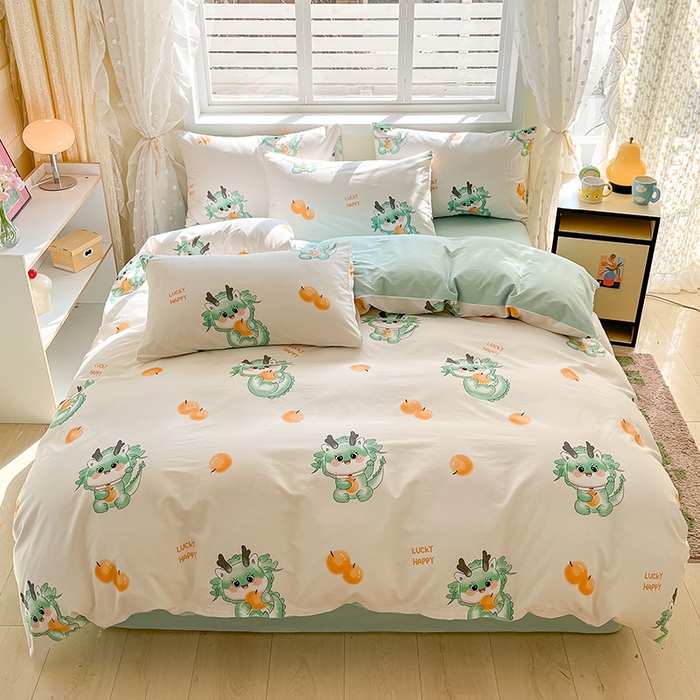 金鑫汇家纺 2026新款13070全棉单品套件系列-套件：四件套 小青龙