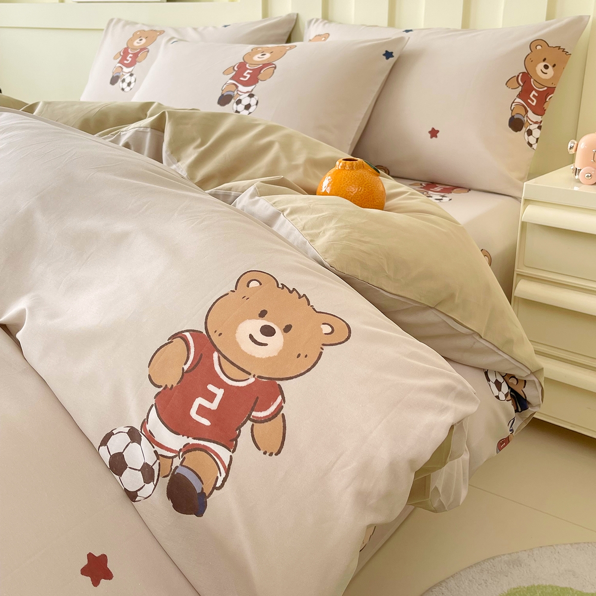 91家纺网 家纺一手货源 找家纺 金鑫汇家纺 2026新款13070全棉单品套件系列-套件：四件套 友谊足球