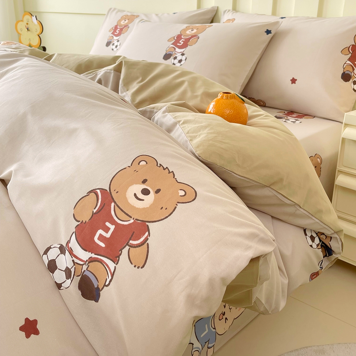 91家纺网 家纺一手货源 找家纺 金鑫汇家纺 2026新款13070全棉单品套件系列-套件：四件套 友谊足球