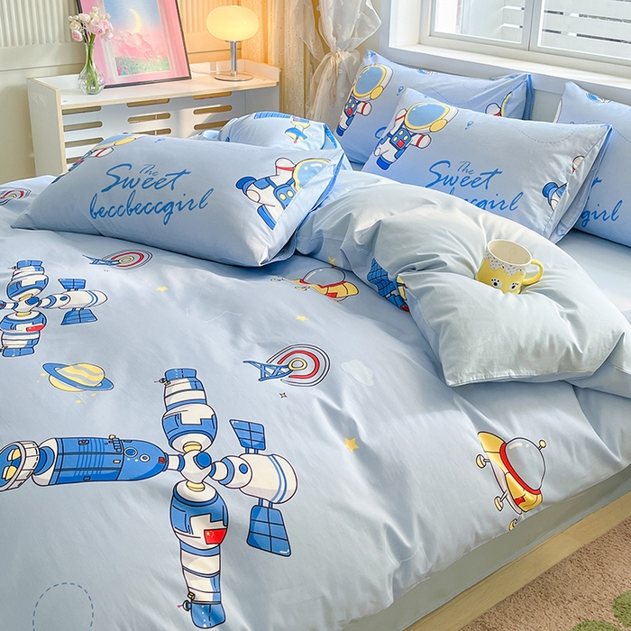 91家纺网 家纺一手货源 找家纺 金鑫汇家纺 2026新款13070全棉单品套件系列-套件：四件套 宇宙奥秘