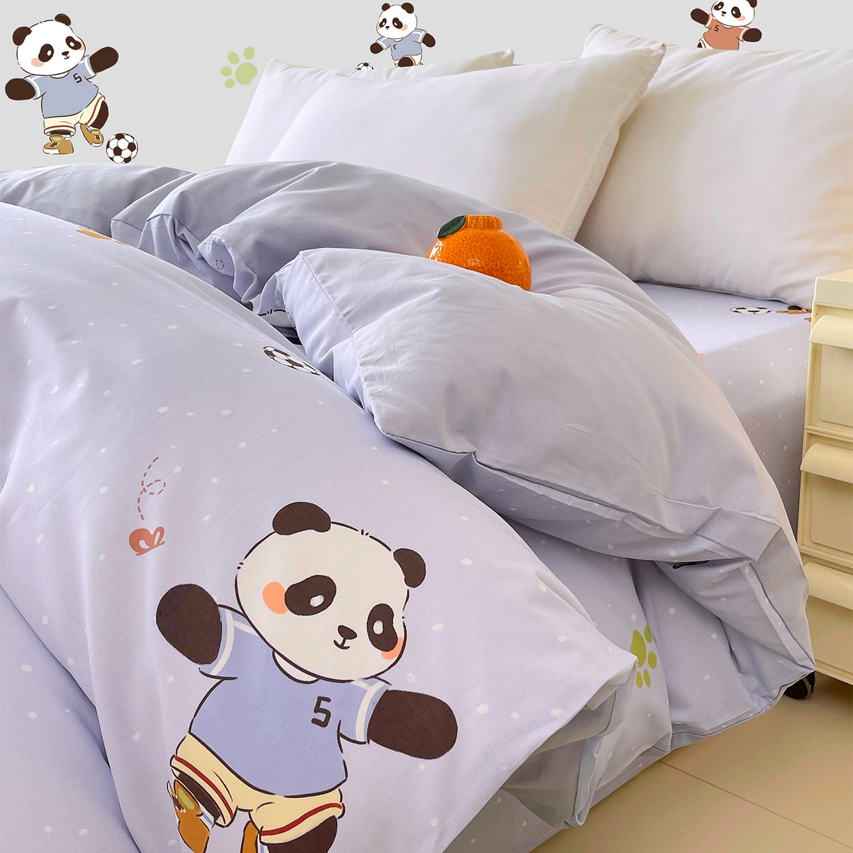 91家纺网 家纺一手货源 找家纺 金鑫汇家纺 2026新款13070全棉单品套件系列-套件：四件套 足球争霸赛-灰