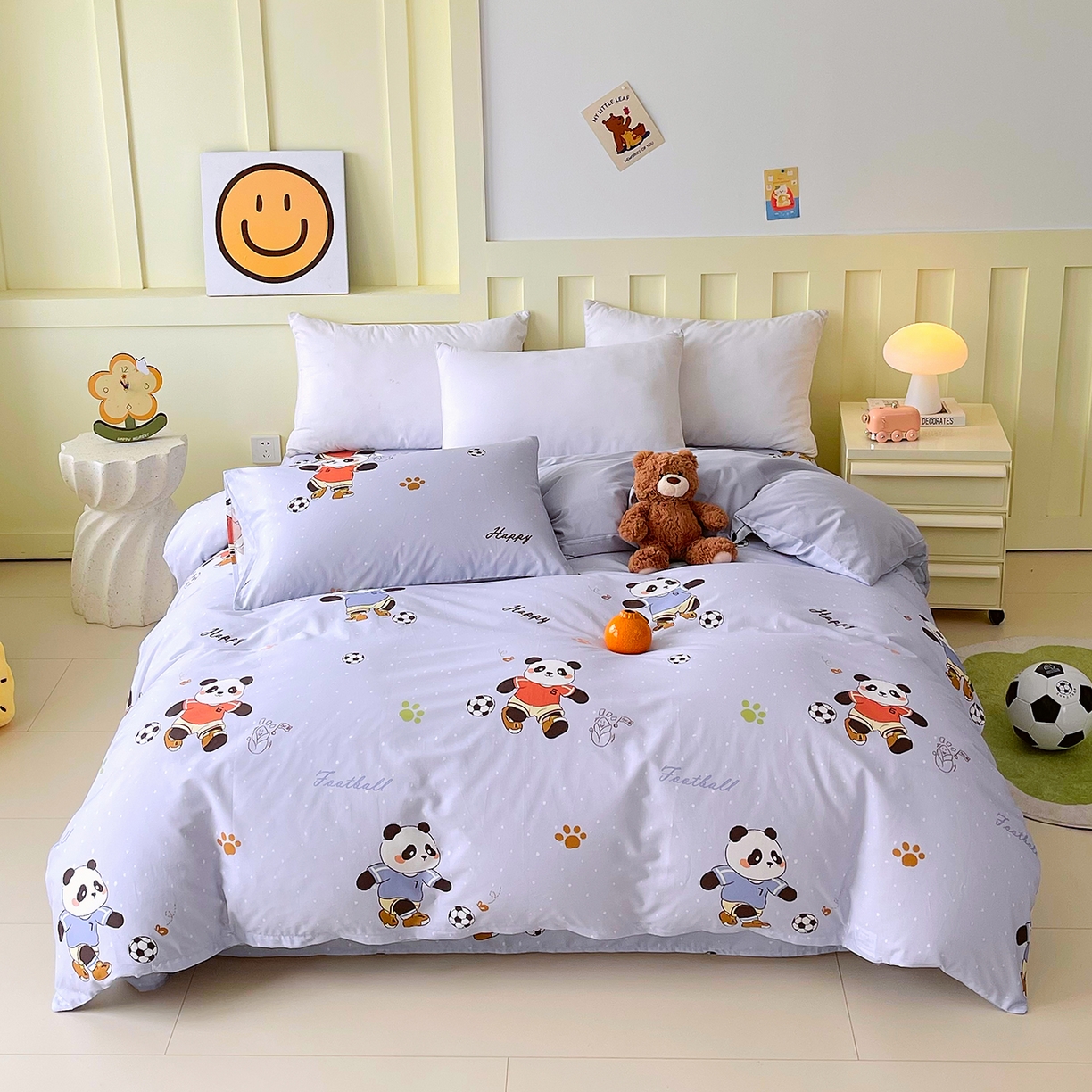 91家纺网 家纺一手货源 找家纺 金鑫汇家纺 2026新款13070全棉单品套件系列-套件：四件套 足球争霸赛-灰