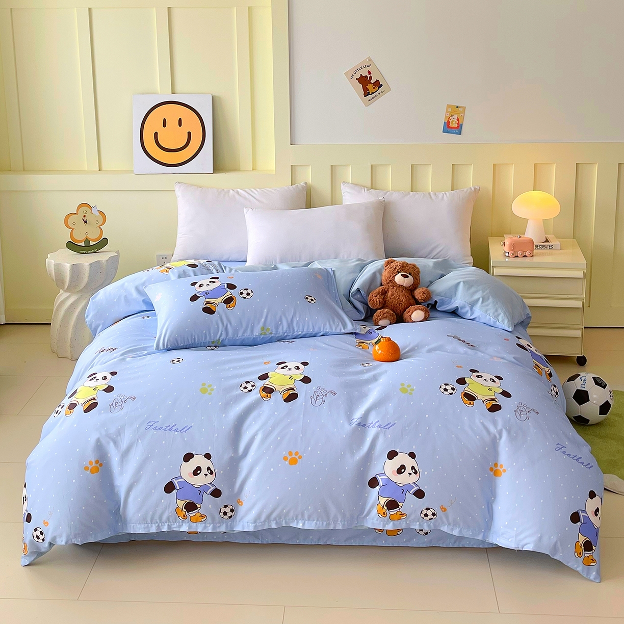 91家纺网 家纺一手货源 找家纺 金鑫汇家纺 2026新款13070全棉单品套件系列-套件：四件套 足球争霸赛-蓝