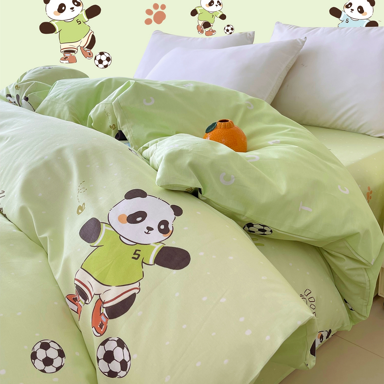 91家纺网 家纺一手货源 找家纺 金鑫汇家纺 2026新款13070全棉单品套件系列-套件：四件套 足球争霸赛-绿
