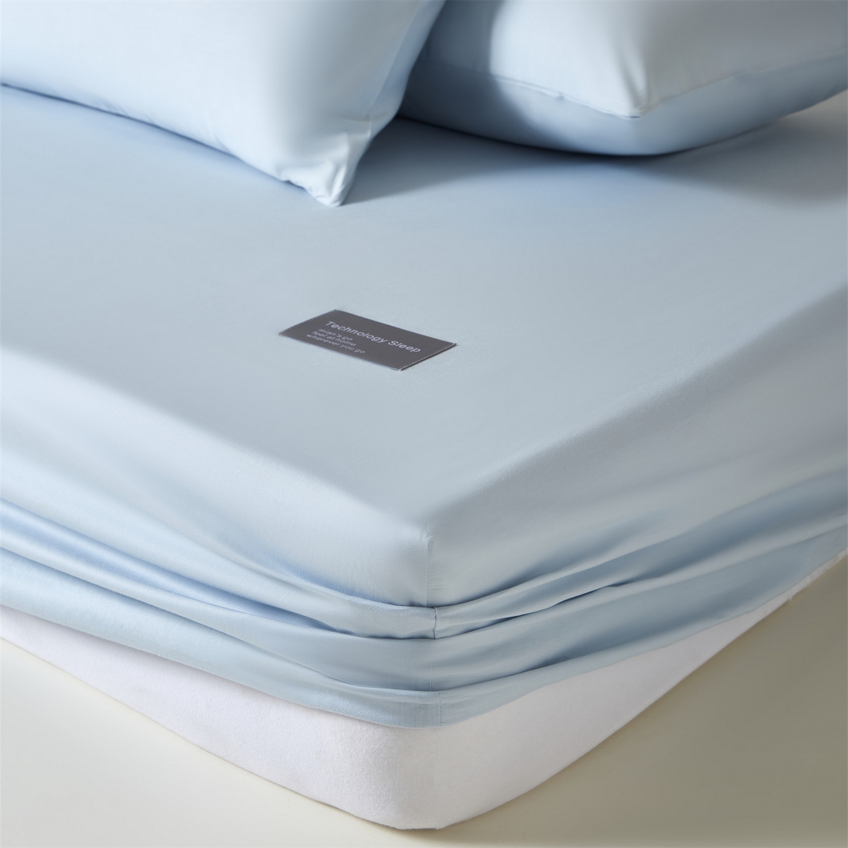 91家纺网 家纺一手货源 找家纺 优眠坊 2026新款13372简约全棉贴标床笠单件新款纯棉床垫保护罩纯色床套防尘罩三件套-至朴系列 至朴-淡云蓝