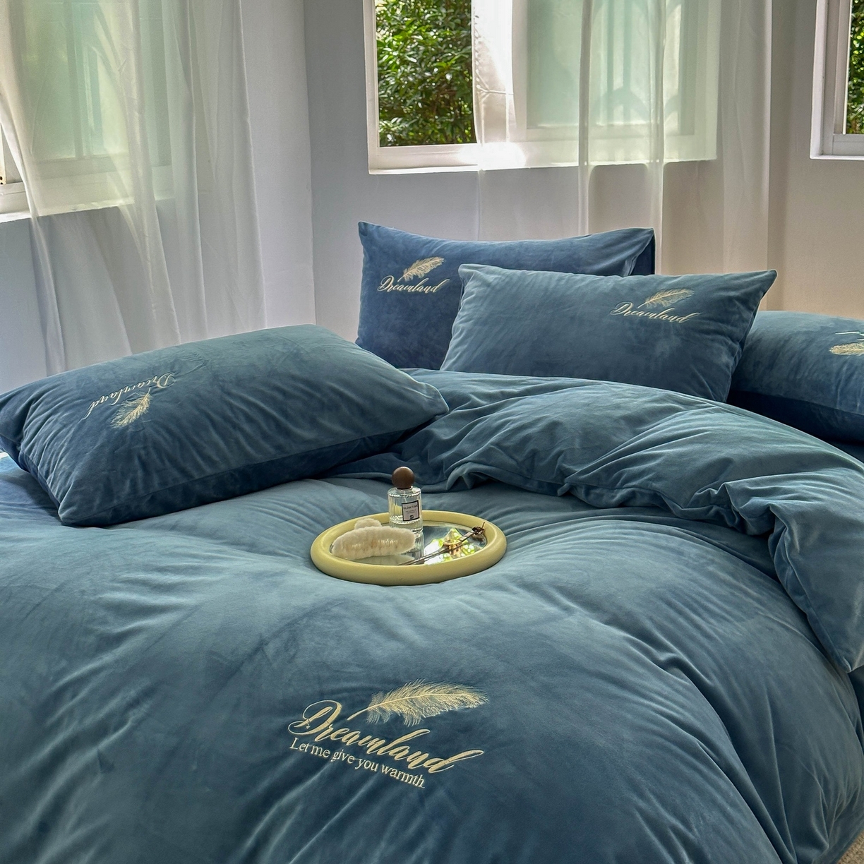 91家纺网 家纺一手货源 找家纺 （总）爱彼家纺 2026新款羽毛水晶绒四件套-系列四