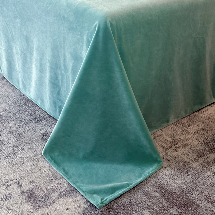 91家纺网 家纺一手货源 找家纺 爱彼家纺 2026新款简约水晶绒四件套羽毛-系列三 羽毛-浅水绿