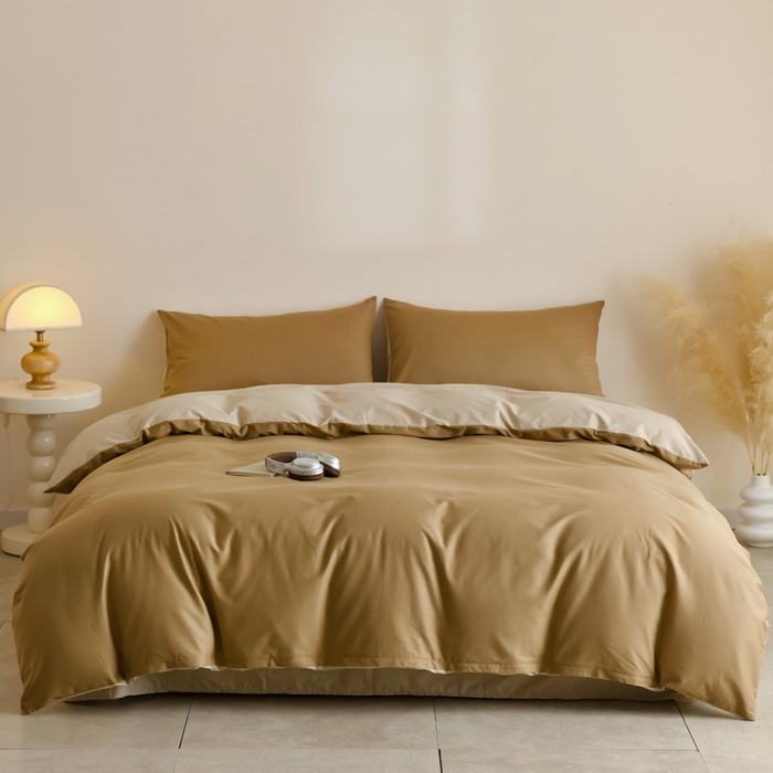 91家纺网 家纺一手货源 找家纺 （总）泽西家纺+V17798841158发大图 2026新品A类全棉13376简约纯色双拼全棉四件套单被套枕套三件套