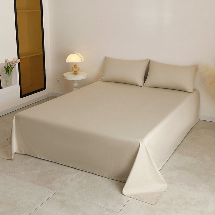 91家纺网 家纺一手货源 找家纺 泽西家纺+V17798841158发大图 2026新品A类全棉13376简约纯色双拼全棉四件套单被套枕套三件套 卡其