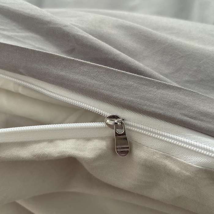 91家纺网 家纺一手货源 找家纺 泽西家纺+V17798841158发大图 2026新品A类全棉13376简约纯色双拼全棉四件套单被套枕套三件套 深灰+浅灰