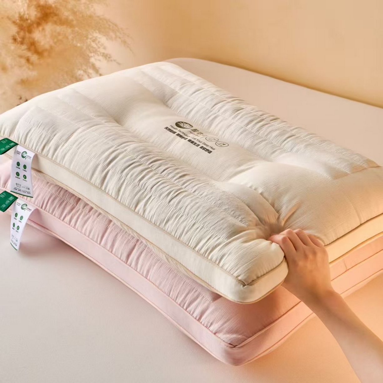 91家纺网 家纺一手货源 找家纺 （总）剑桥枕业 2025新款酸枣壳舒适安睡枕头棉麻面料枕芯立体定型护颈高枕