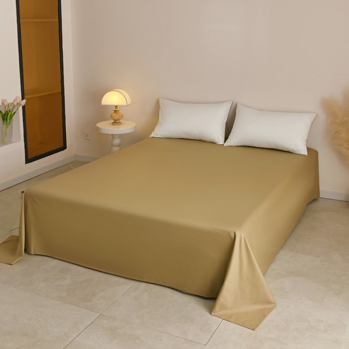 91家纺网 家纺一手货源 找家纺 泽西家纺+V17798841158发大图 2026新品A类全棉13376简约纯色双拼全棉四件套单被套枕套三件套 露白+焦糖