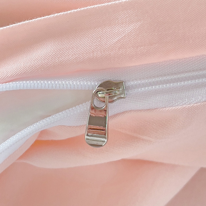 91家纺网 家纺一手货源 找家纺 泽西家纺+V17798841158发大图 2026新品A类全棉13376简约纯色双拼全棉四件套单被套枕套三件套 奶油粉