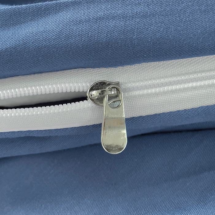 91家纺网 家纺一手货源 找家纺 泽西家纺+V17798841158发大图 2026新品A类全棉13376简约纯色双拼全棉四件套单被套枕套三件套 牛仔蓝