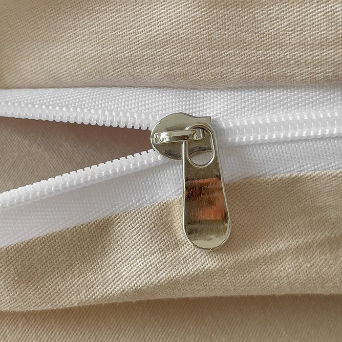 91家纺网 家纺一手货源 找家纺 泽西家纺+V17798841158发大图 2026新品A类全棉13376简约纯色双拼全棉四件套单被套枕套三件套 卡其