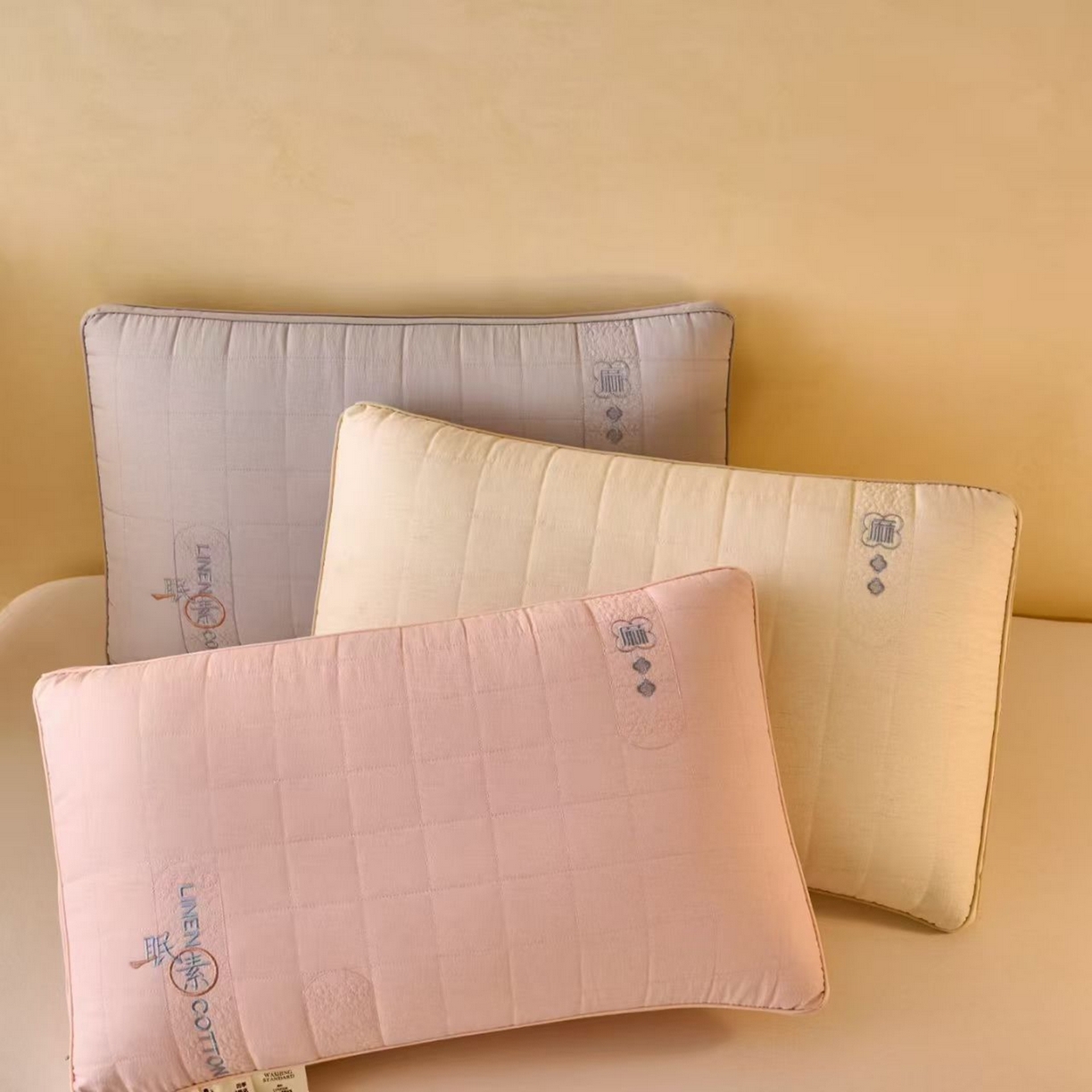 91家纺网 家纺一手货源 找家纺 （总）剑桥枕业 2025新款眠素棉麻立体热熔枕头棉麻面料高枕
