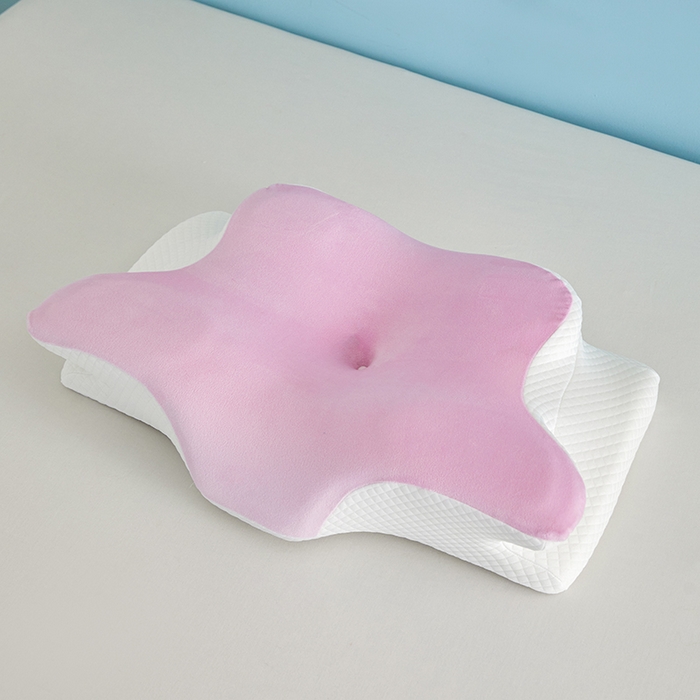 91家纺网 家纺一手货源 找家纺 纳斯顿家纺 2025新款牛奶绒蝶形枕 枕头枕芯 粉