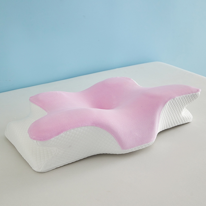 91家纺网 家纺一手货源 找家纺 纳斯顿家纺 2025新款牛奶绒蝶形枕 枕头枕芯 粉