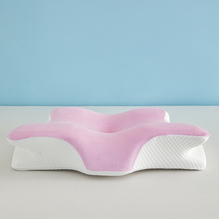 91家纺网 家纺一手货源 找家纺 纳斯顿家纺 2025新款牛奶绒蝶形枕 枕头枕芯 粉