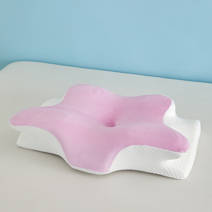 91家纺网 家纺一手货源 找家纺 纳斯顿家纺 2025新款牛奶绒蝶形枕 枕头枕芯 粉