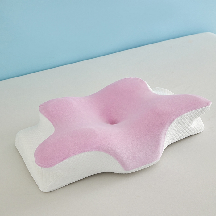 91家纺网 家纺一手货源 找家纺 纳斯顿家纺 2025新款牛奶绒蝶形枕 枕头枕芯 粉