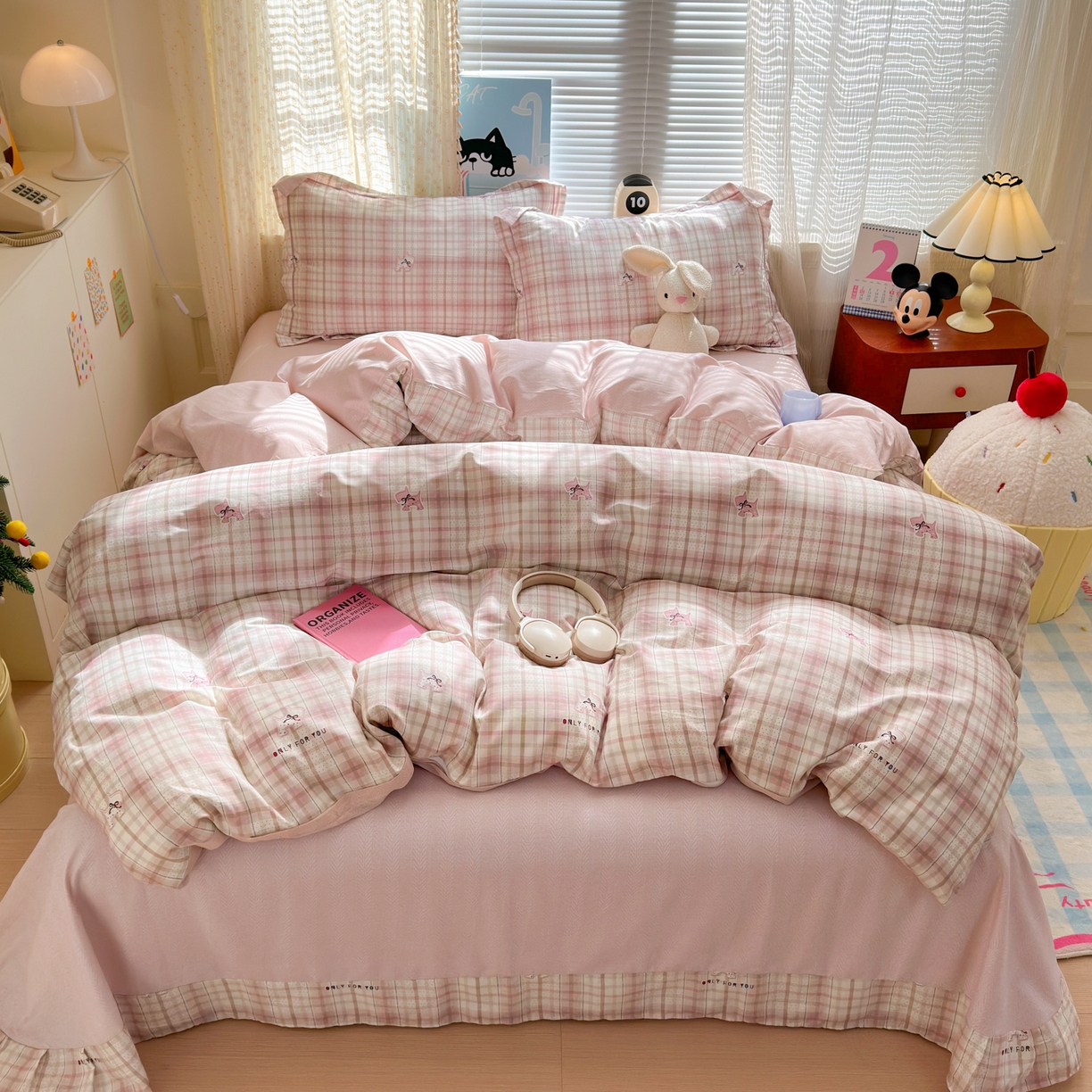 91家纺网 家纺一手货源 找家纺 （总）乐童家纺 2026新款全棉网红直播爆款吊边一字绣工艺款四件套