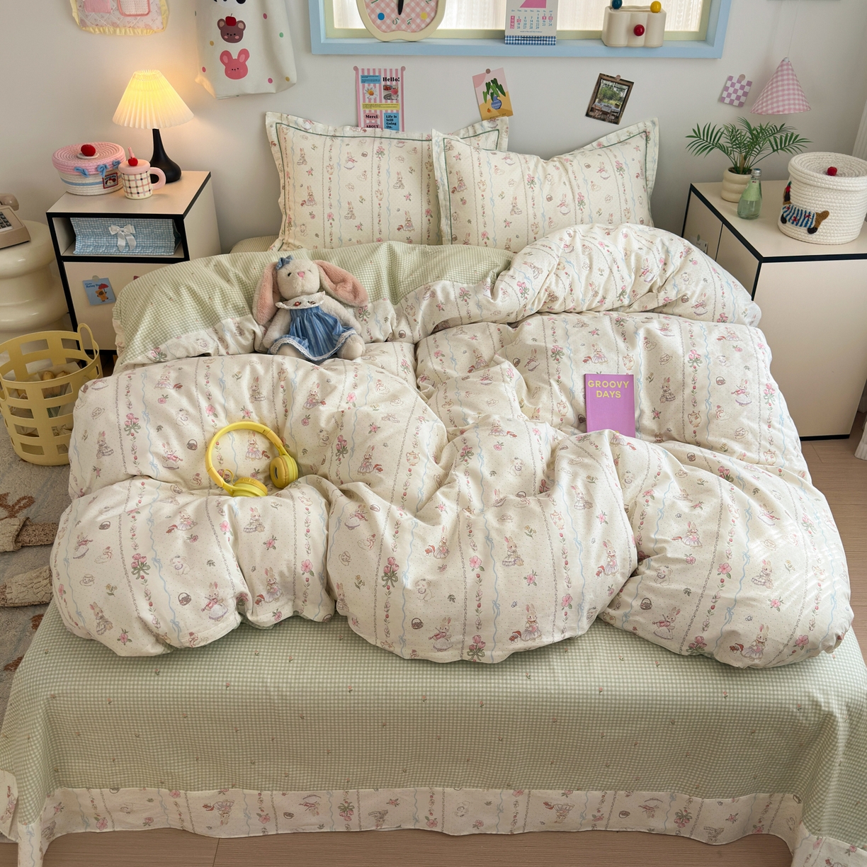 91家纺网 家纺一手货源 找家纺 （总）乐童家纺 2026新款全棉网红直播爆款吊边一字绣工艺款四件套