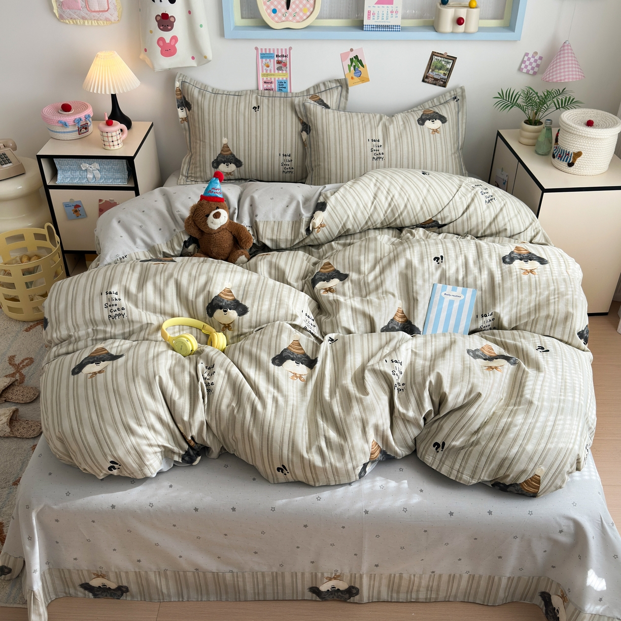 91家纺网 家纺一手货源 找家纺 （总）乐童家纺 2026新款全棉网红直播爆款吊边一字绣工艺款四件套