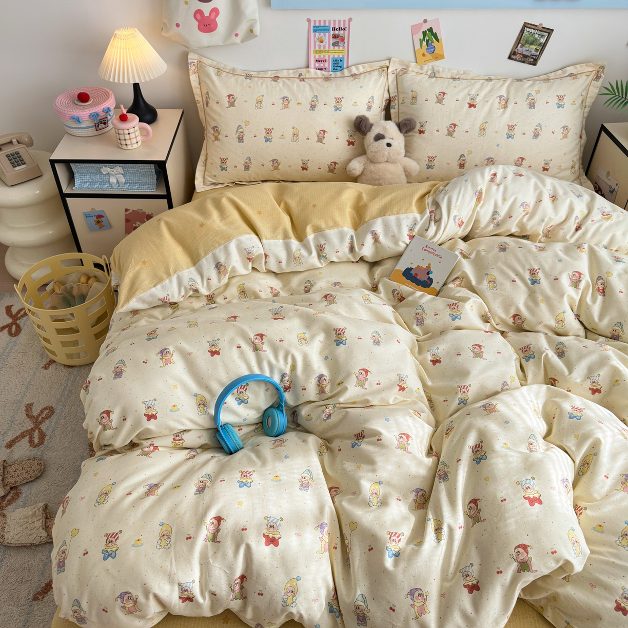 91家纺网 家纺一手货源 找家纺 乐童家纺 2026新款全棉网红直播爆款吊边一字绣工艺款四件套 梦幻童乡