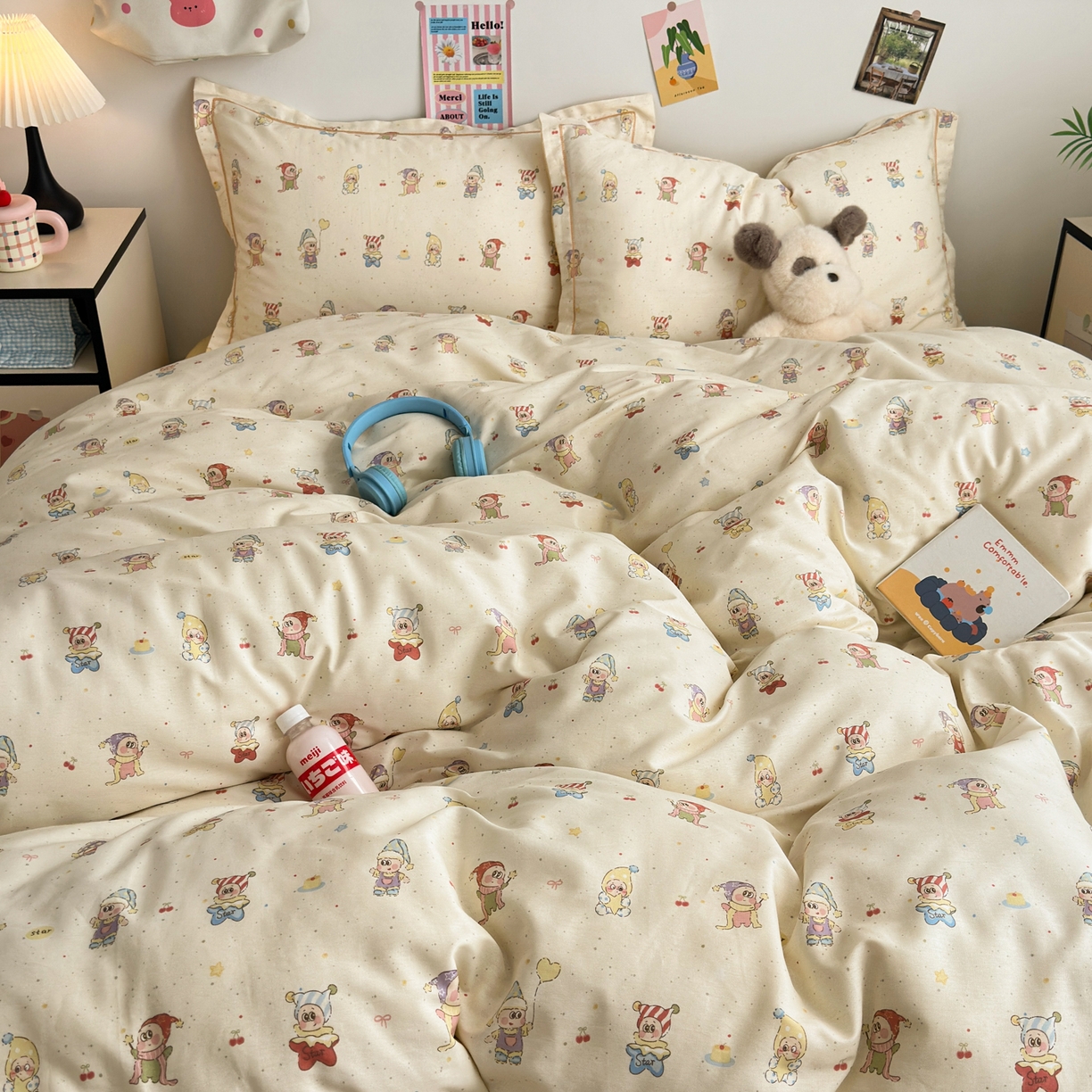 91家纺网 家纺一手货源 找家纺 乐童家纺 2026新款全棉网红直播爆款吊边一字绣工艺款四件套 梦幻童乡