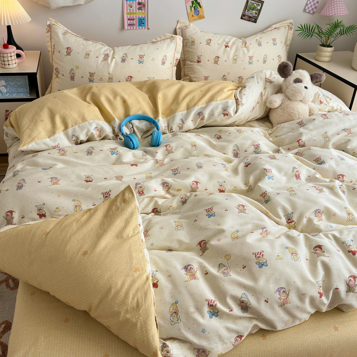 91家纺网 家纺一手货源 找家纺 乐童家纺 2026新款全棉网红直播爆款吊边一字绣工艺款四件套 梦幻童乡