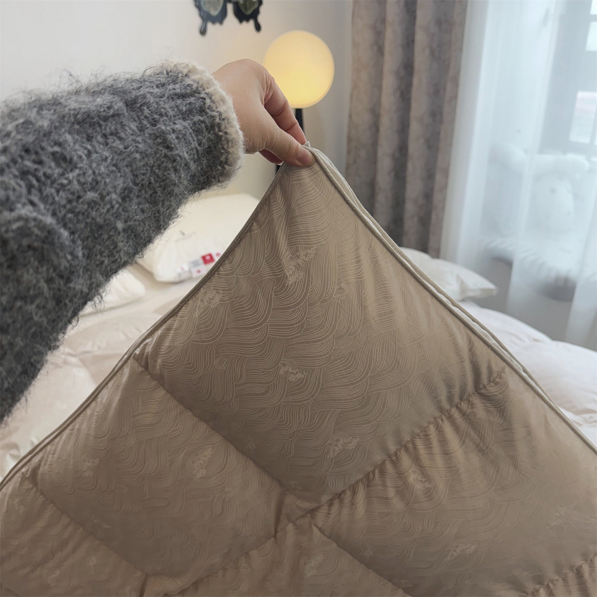 91家纺网 家纺一手货源 找家纺 御眠纺 2026新款高精密单层羽绒被壳 浪潮灰