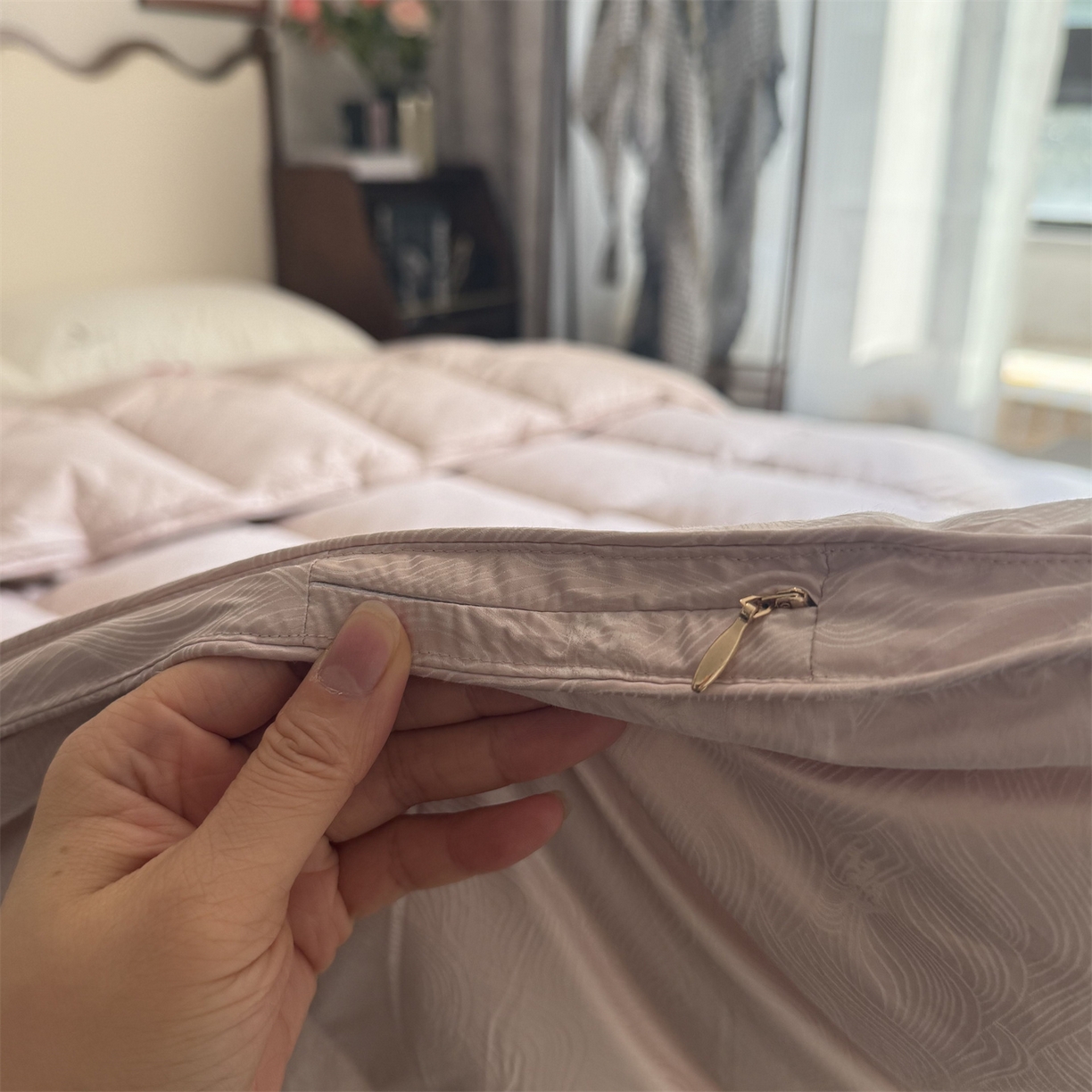 91家纺网 家纺一手货源 找家纺 御眠纺 2026新款高精密单层羽绒被壳 浪潮豆沙