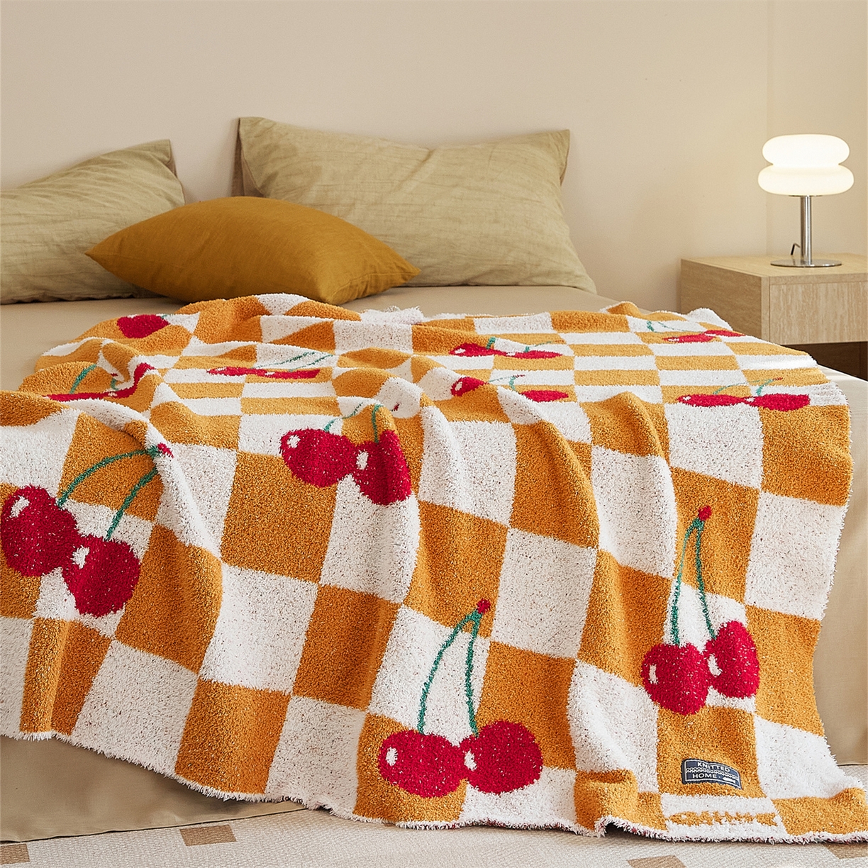 91家纺网 家纺一手货源 找家纺 暖绵绵 2025新款半边绒小樱桃毛毯 新品樱洛系列  （最低零售价：173元） 樱洛黄色