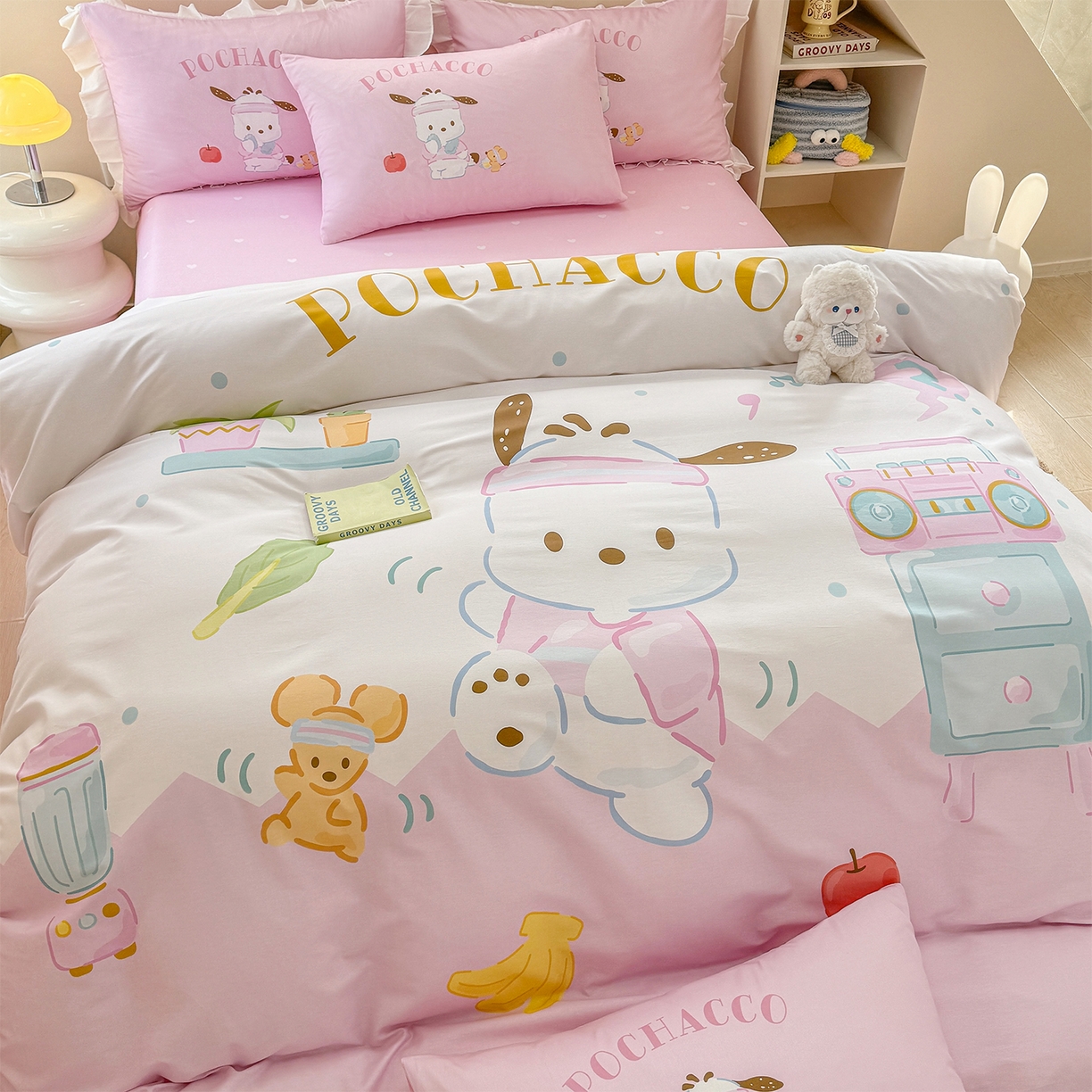 91家纺网 家纺一手货源 找家纺 玉元坊 2025新款正版授权三丽鸥系列全棉纯棉三四件套 基础款 活力帕恰狗-基础款