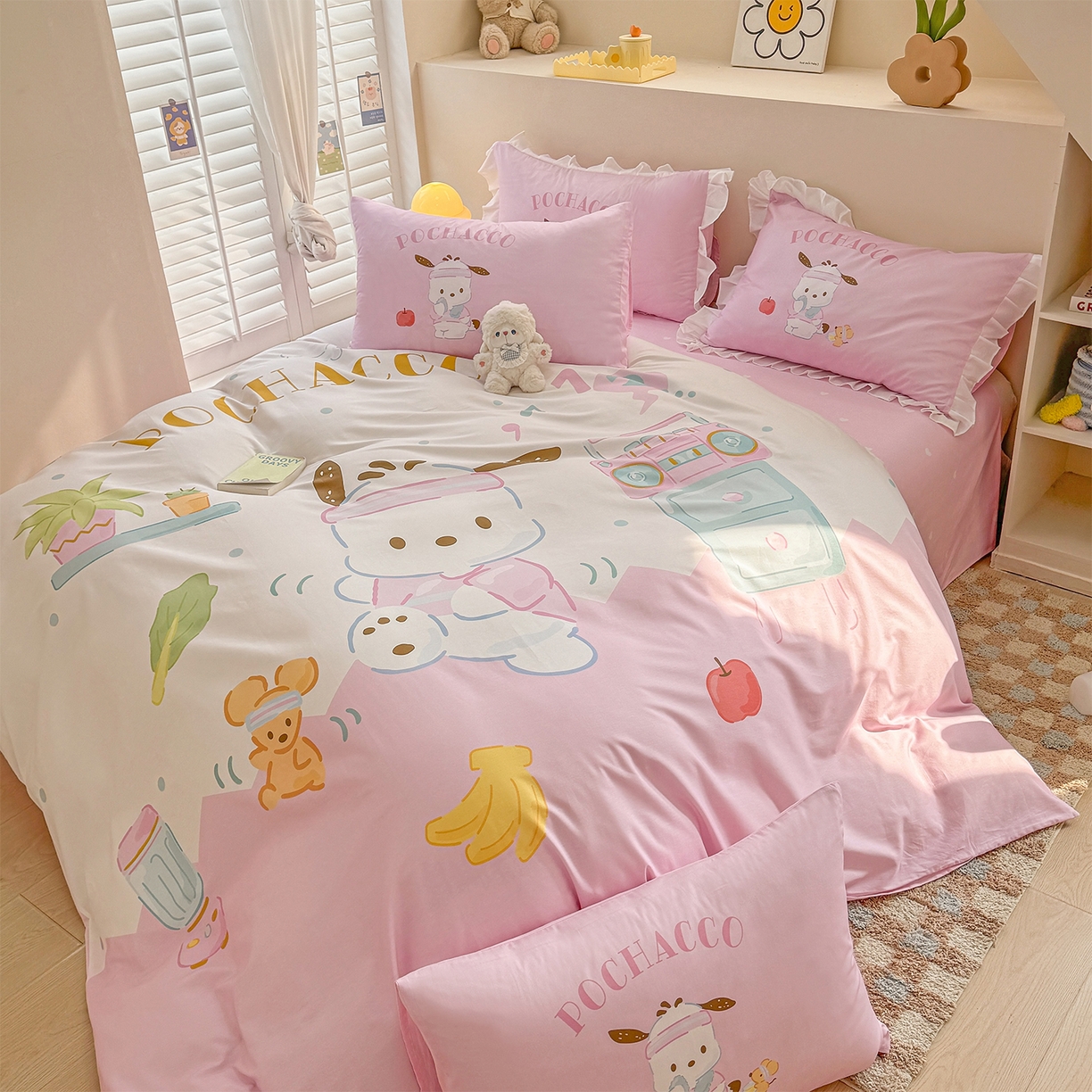 91家纺网 家纺一手货源 找家纺 玉元坊 2025新款正版授权三丽鸥系列全棉纯棉三四件套 基础款 活力帕恰狗-基础款