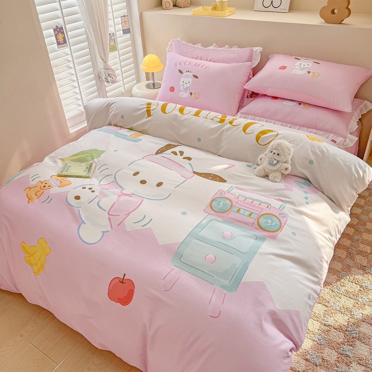 91家纺网 家纺一手货源 找家纺 玉元坊 2025新款正版授权三丽鸥系列全棉纯棉三四件套 基础款 活力帕恰狗-基础款