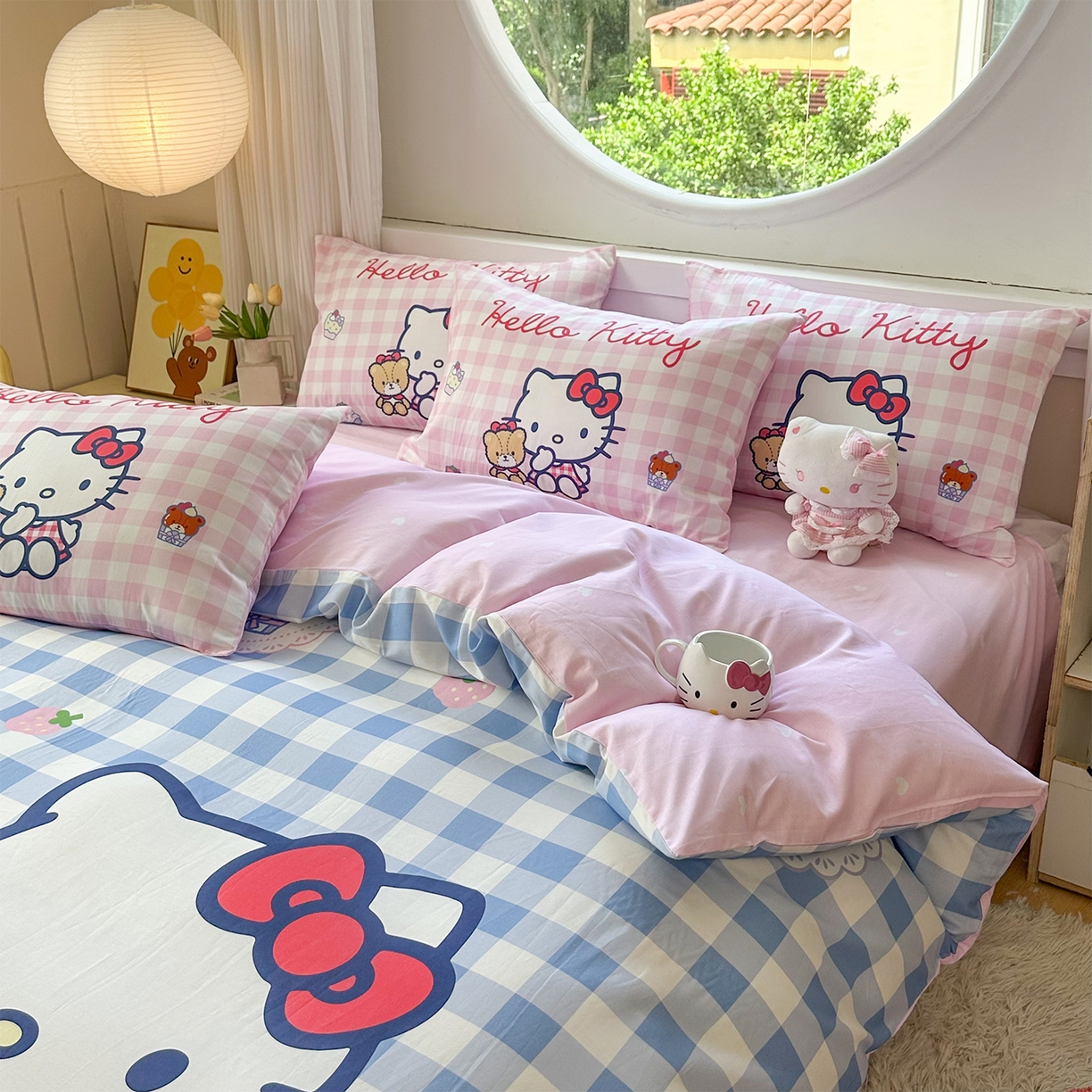 91家纺网 家纺一手货源 找家纺 玉元坊 2025新款正版授权三丽鸥系列全棉纯棉三四件套 基础款 凯蒂猫和熊-基础款