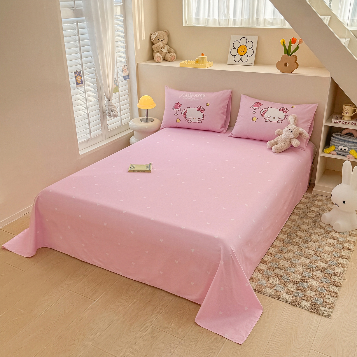 91家纺网 家纺一手货源 找家纺 玉元坊 2025新款正版授权三丽鸥系列全棉纯棉三四件套 基础款 晚安凯蒂-基础款