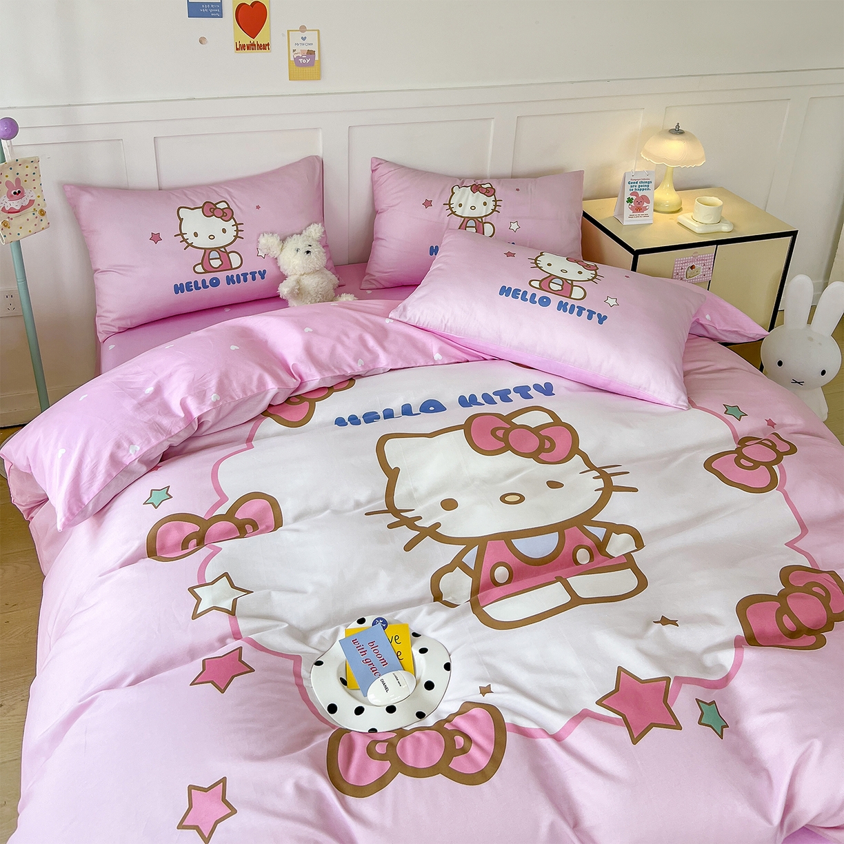 91家纺网 家纺一手货源 找家纺 玉元坊 2025新款正版授权三丽鸥系列全棉纯棉三四件套 基础款 凯蒂-基础款