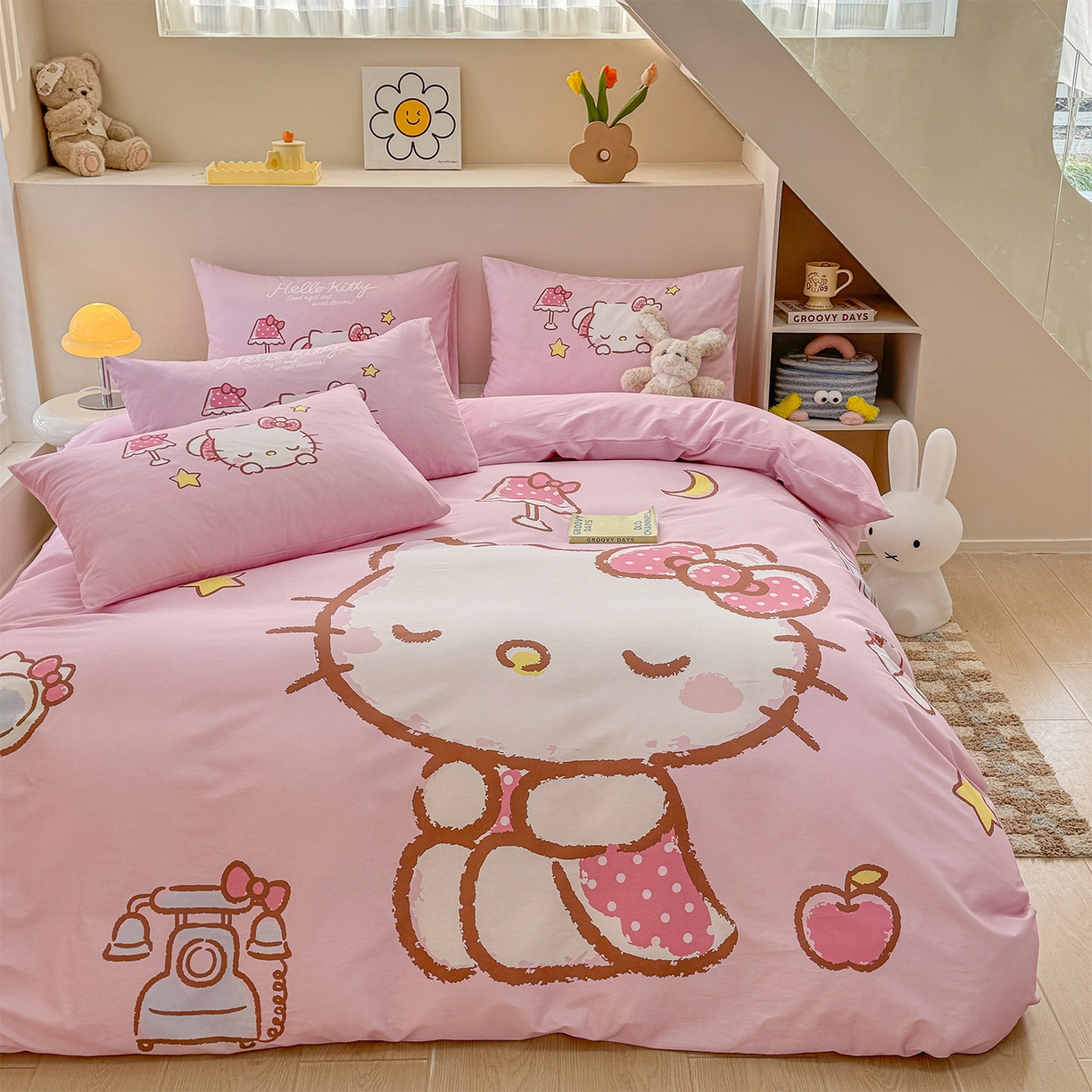 91家纺网 家纺一手货源 找家纺 玉元坊 2025新款正版授权三丽鸥系列全棉纯棉三四件套 基础款 晚安凯蒂-基础款