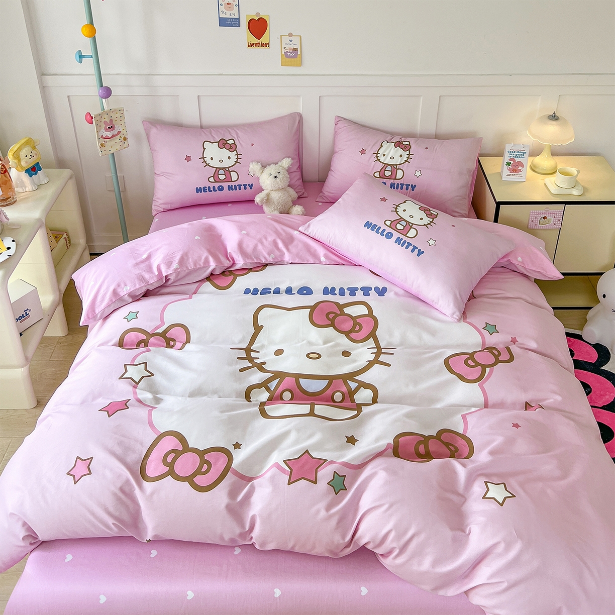 91家纺网 家纺一手货源 找家纺 玉元坊 2025新款正版授权三丽鸥系列全棉纯棉三四件套 基础款 凯蒂-基础款