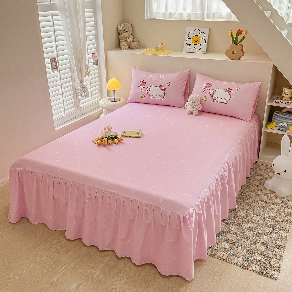 91家纺网 家纺一手货源 找家纺 玉元坊 2025新款正版授权三丽鸥系列全棉纯棉三四件套 基础款 晚安凯蒂-基础款