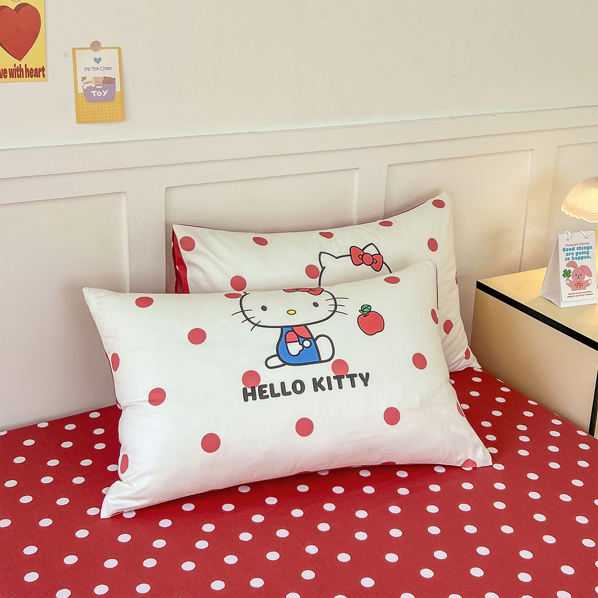 91家纺网 家纺一手货源 找家纺 玉元坊 2025新款正版授权三丽鸥系列全棉纯棉三四件套 基础款 苹果KT-基础款