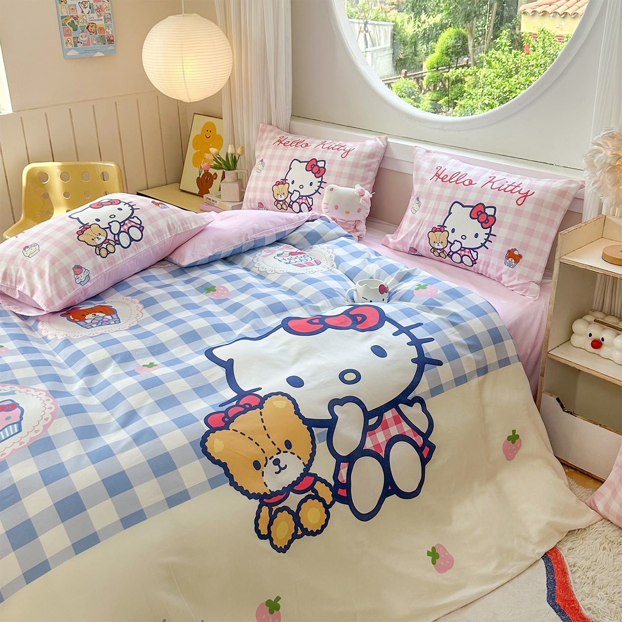 91家纺网 家纺一手货源 找家纺 玉元坊 2025新款正版授权三丽鸥系列全棉纯棉三四件套 基础款 凯蒂猫和熊-基础款