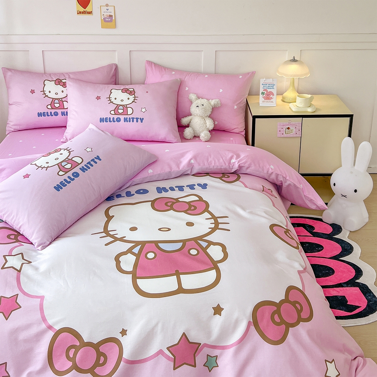 91家纺网 家纺一手货源 找家纺 玉元坊 2025新款正版授权三丽鸥系列全棉纯棉三四件套 基础款 凯蒂-基础款