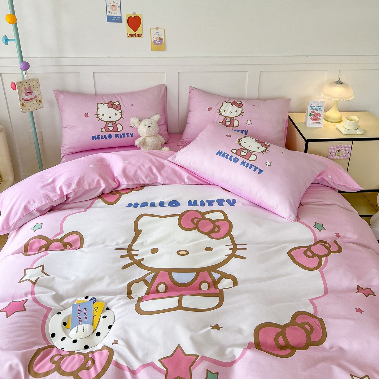 91家纺网 家纺一手货源 找家纺 玉元坊 2025新款正版授权三丽鸥系列全棉纯棉三四件套 基础款 凯蒂-基础款